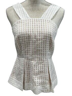 Maeve Womens Woven White Sleeveless Top With Straps Size 6